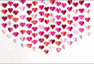 Paper Hearts on White Valentine Fabric Backdrop-Fabric Photography Backdrop-Snobby Drops Fabric Backdrops for Photography, Exclusive Designs by Tara Mapes Photography, Enchanted Eye Creations by Tara Mapes, photography backgrounds, photography backdrops, fast shipping, US backdrops, cheap photography backdrops