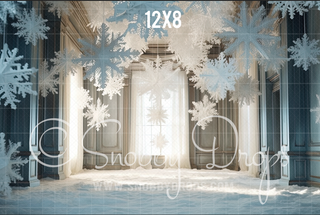 Paper Snowflakes Winter Room Fabric Backdrop-Fabric Photography Backdrop-Snobby Drops Fabric Backdrops for Photography, Exclusive Designs by Tara Mapes Photography, Enchanted Eye Creations by Tara Mapes, photography backgrounds, photography backdrops, fast shipping, US backdrops, cheap photography backdrops