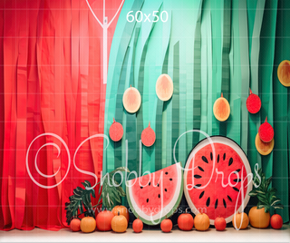 Paper Watermelons Cake Smash Backdrop-Fabric Photography Backdrop-Snobby Drops Fabric Backdrops for Photography, Exclusive Designs by Tara Mapes Photography, Enchanted Eye Creations by Tara Mapes, photography backgrounds, photography backdrops, fast shipping, US backdrops, cheap photography backdrops