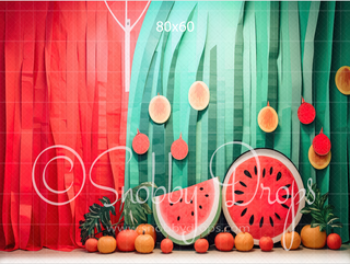 Paper Watermelons Cake Smash Backdrop-Fabric Photography Backdrop-Snobby Drops Fabric Backdrops for Photography, Exclusive Designs by Tara Mapes Photography, Enchanted Eye Creations by Tara Mapes, photography backgrounds, photography backdrops, fast shipping, US backdrops, cheap photography backdrops