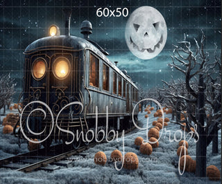 Paranormal Express Christmas Train Halloween Fabric Backdrop-Fabric Photography Backdrop-Snobby Drops Fabric Backdrops for Photography, Exclusive Designs by Tara Mapes Photography, Enchanted Eye Creations by Tara Mapes, photography backgrounds, photography backdrops, fast shipping, US backdrops, cheap photography backdrops