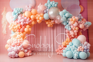 Pastel Balloon Arch Backdrop-Fabric Photography Backdrop-Snobby Drops Fabric Backdrops for Photography, Exclusive Designs by Tara Mapes Photography, Enchanted Eye Creations by Tara Mapes, photography backgrounds, photography backdrops, fast shipping, US backdrops, cheap photography backdrops