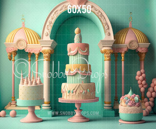 Pastel Cake Arch Fabric Backdrop-Fabric Photography Backdrop-Snobby Drops Fabric Backdrops for Photography, Exclusive Designs by Tara Mapes Photography, Enchanted Eye Creations by Tara Mapes, photography backgrounds, photography backdrops, fast shipping, US backdrops, cheap photography backdrops