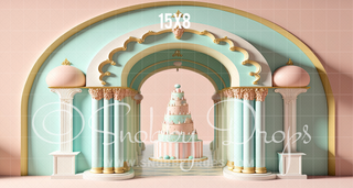 Pastel Cake Arch Fabric Backdrop-Fabric Photography Backdrop-Snobby Drops Fabric Backdrops for Photography, Exclusive Designs by Tara Mapes Photography, Enchanted Eye Creations by Tara Mapes, photography backgrounds, photography backdrops, fast shipping, US backdrops, cheap photography backdrops