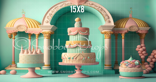 Pastel Cake Arch Fabric Backdrop-Fabric Photography Backdrop-Snobby Drops Fabric Backdrops for Photography, Exclusive Designs by Tara Mapes Photography, Enchanted Eye Creations by Tara Mapes, photography backgrounds, photography backdrops, fast shipping, US backdrops, cheap photography backdrops