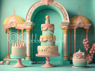 Pastel Cake Arch Fabric Backdrop-Fabric Photography Backdrop-Snobby Drops Fabric Backdrops for Photography, Exclusive Designs by Tara Mapes Photography, Enchanted Eye Creations by Tara Mapes, photography backgrounds, photography backdrops, fast shipping, US backdrops, cheap photography backdrops