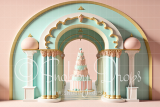 Pastel Cake Arch Fabric Tot Drop-Fabric Photography Backdrop-Snobby Drops Fabric Backdrops for Photography, Exclusive Designs by Tara Mapes Photography, Enchanted Eye Creations by Tara Mapes, photography backgrounds, photography backdrops, fast shipping, US backdrops, cheap photography backdrops