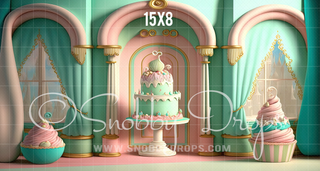 Pastel Cake Fabric Backdrop-Fabric Photography Backdrop-Snobby Drops Fabric Backdrops for Photography, Exclusive Designs by Tara Mapes Photography, Enchanted Eye Creations by Tara Mapes, photography backgrounds, photography backdrops, fast shipping, US backdrops, cheap photography backdrops