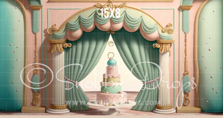 Pastel Cake Fabric Backdrop-Fabric Photography Backdrop-Snobby Drops Fabric Backdrops for Photography, Exclusive Designs by Tara Mapes Photography, Enchanted Eye Creations by Tara Mapes, photography backgrounds, photography backdrops, fast shipping, US backdrops, cheap photography backdrops