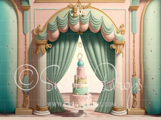 Pastel Cake Fabric Backdrop-Fabric Photography Backdrop-Snobby Drops Fabric Backdrops for Photography, Exclusive Designs by Tara Mapes Photography, Enchanted Eye Creations by Tara Mapes, photography backgrounds, photography backdrops, fast shipping, US backdrops, cheap photography backdrops