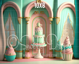 Pastel Cake Fabric Backdrop-Fabric Photography Backdrop-Snobby Drops Fabric Backdrops for Photography, Exclusive Designs by Tara Mapes Photography, Enchanted Eye Creations by Tara Mapes, photography backgrounds, photography backdrops, fast shipping, US backdrops, cheap photography backdrops