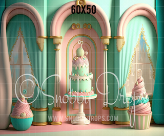 Pastel Cake Fabric Backdrop-Fabric Photography Backdrop-Snobby Drops Fabric Backdrops for Photography, Exclusive Designs by Tara Mapes Photography, Enchanted Eye Creations by Tara Mapes, photography backgrounds, photography backdrops, fast shipping, US backdrops, cheap photography backdrops