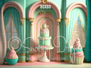 Pastel Cake Fabric Backdrop-Fabric Photography Backdrop-Snobby Drops Fabric Backdrops for Photography, Exclusive Designs by Tara Mapes Photography, Enchanted Eye Creations by Tara Mapes, photography backgrounds, photography backdrops, fast shipping, US backdrops, cheap photography backdrops