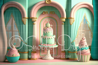 Pastel Cake Fabric Backdrop-Fabric Photography Backdrop-Snobby Drops Fabric Backdrops for Photography, Exclusive Designs by Tara Mapes Photography, Enchanted Eye Creations by Tara Mapes, photography backgrounds, photography backdrops, fast shipping, US backdrops, cheap photography backdrops