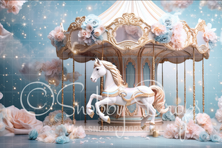 Pastel Candy Carousel Fabric Backdrop-Fabric Photography Backdrop-Snobby Drops Fabric Backdrops for Photography, Exclusive Designs by Tara Mapes Photography, Enchanted Eye Creations by Tara Mapes, photography backgrounds, photography backdrops, fast shipping, US backdrops, cheap photography backdrops