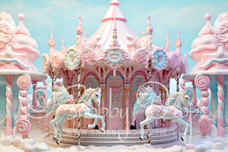 Pastel Candy Carousel Fabric Backdrop-Fabric Photography Backdrop-Snobby Drops Fabric Backdrops for Photography, Exclusive Designs by Tara Mapes Photography, Enchanted Eye Creations by Tara Mapes, photography backgrounds, photography backdrops, fast shipping, US backdrops, cheap photography backdrops