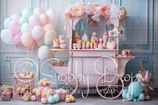 Pastel Candy Cart Fabric Backdrop-Fabric Photography Backdrop-Snobby Drops Fabric Backdrops for Photography, Exclusive Designs by Tara Mapes Photography, Enchanted Eye Creations by Tara Mapes, photography backgrounds, photography backdrops, fast shipping, US backdrops, cheap photography backdrops