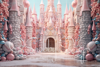 Pastel Candy Castle Fabric Backdrop-Fabric Photography Backdrop-Snobby Drops Fabric Backdrops for Photography, Exclusive Designs by Tara Mapes Photography, Enchanted Eye Creations by Tara Mapes, photography backgrounds, photography backdrops, fast shipping, US backdrops, cheap photography backdrops