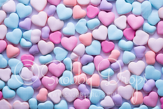 Pastel Candy Hearts Valentine Fabric Backdrop-Fabric Photography Backdrop-Snobby Drops Fabric Backdrops for Photography, Exclusive Designs by Tara Mapes Photography, Enchanted Eye Creations by Tara Mapes, photography backgrounds, photography backdrops, fast shipping, US backdrops, cheap photography backdrops