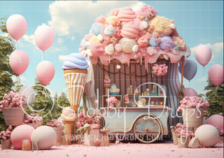 Pastel Candy Ice Cream Cart Fabric Backdrop-Fabric Photography Backdrop-Snobby Drops Fabric Backdrops for Photography, Exclusive Designs by Tara Mapes Photography, Enchanted Eye Creations by Tara Mapes, photography backgrounds, photography backdrops, fast shipping, US backdrops, cheap photography backdrops