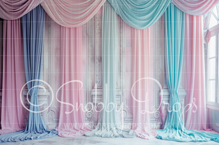 Pastel Curtains Fabric Backdrop-Fabric Photography Backdrop-Snobby Drops Fabric Backdrops for Photography, Exclusive Designs by Tara Mapes Photography, Enchanted Eye Creations by Tara Mapes, photography backgrounds, photography backdrops, fast shipping, US backdrops, cheap photography backdrops