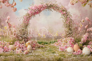 Pastel Easter Arch Fabric Backdrop FB101-Fabric Photography Backdrop-Snobby Drops Fabric Backdrops for Photography, Exclusive Designs by Tara Mapes Photography, Enchanted Eye Creations by Tara Mapes, photography backgrounds, photography backdrops, fast shipping, US backdrops, cheap photography backdrops