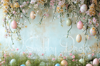 Pastel Easter Egg Branches Studio Fabric Backdrop-Fabric Photography Backdrop-Snobby Drops Fabric Backdrops for Photography, Exclusive Designs by Tara Mapes Photography, Enchanted Eye Creations by Tara Mapes, photography backgrounds, photography backdrops, fast shipping, US backdrops, cheap photography backdrops