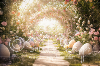 Pastel Easter Egg Path Fabric Backdrop-Fabric Photography Backdrop-Snobby Drops Fabric Backdrops for Photography, Exclusive Designs by Tara Mapes Photography, Enchanted Eye Creations by Tara Mapes, photography backgrounds, photography backdrops, fast shipping, US backdrops, cheap photography backdrops