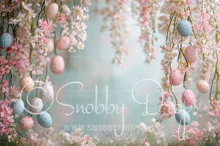 Pastel Easter Garland Fabric Backdrop-Fabric Photography Backdrop-Snobby Drops Fabric Backdrops for Photography, Exclusive Designs by Tara Mapes Photography, Enchanted Eye Creations by Tara Mapes, photography backgrounds, photography backdrops, fast shipping, US backdrops, cheap photography backdrops