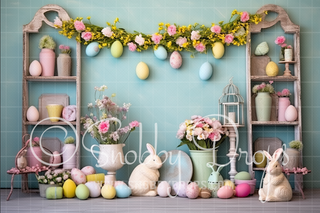 Pastel Easter Studio Fabric Backdrop-Fabric Photography Backdrop-Snobby Drops Fabric Backdrops for Photography, Exclusive Designs by Tara Mapes Photography, Enchanted Eye Creations by Tara Mapes, photography backgrounds, photography backdrops, fast shipping, US backdrops, cheap photography backdrops