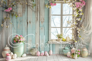 Pastel Easter Window Fabric Backdrop-Fabric Photography Backdrop-Snobby Drops Fabric Backdrops for Photography, Exclusive Designs by Tara Mapes Photography, Enchanted Eye Creations by Tara Mapes, photography backgrounds, photography backdrops, fast shipping, US backdrops, cheap photography backdrops