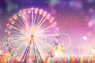 Pastel Ferris Wheel with Lights Fabric Backdrop-Fabric Photography Backdrop-Snobby Drops Fabric Backdrops for Photography, Exclusive Designs by Tara Mapes Photography, Enchanted Eye Creations by Tara Mapes, photography backgrounds, photography backdrops, fast shipping, US backdrops, cheap photography backdrops