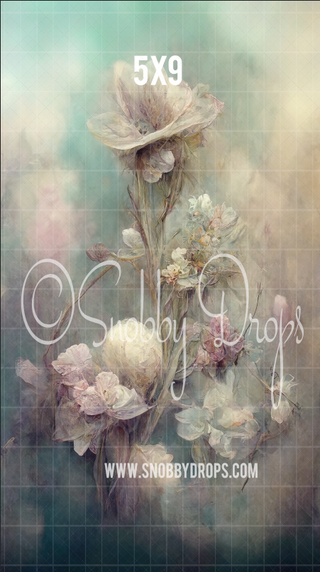 Pastel Floral Fine Art Fabric Backdrop Sweep-Fabric Photography Sweep-Snobby Drops Fabric Backdrops for Photography, Exclusive Designs by Tara Mapes Photography, Enchanted Eye Creations by Tara Mapes, photography backgrounds, photography backdrops, fast shipping, US backdrops, cheap photography backdrops