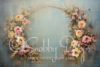 Pastel Floral Wreath Newborn Fabric Wee Drop-Fabric Photography Backdrop-Snobby Drops Fabric Backdrops for Photography, Exclusive Designs by Tara Mapes Photography, Enchanted Eye Creations by Tara Mapes, photography backgrounds, photography backdrops, fast shipping, US backdrops, cheap photography backdrops