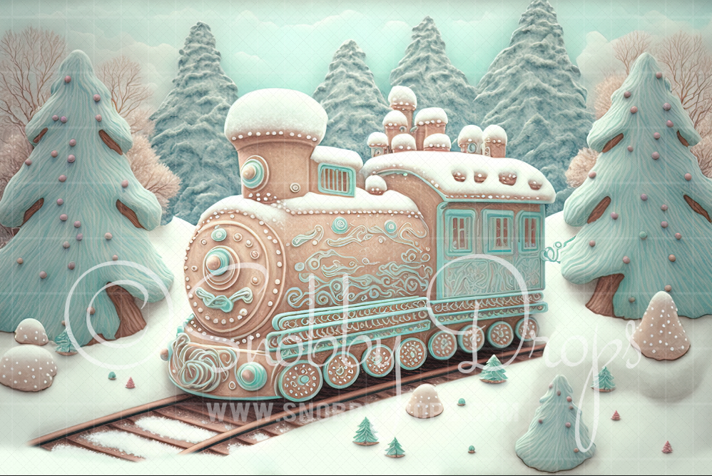 Snobby Pastel Gingerbread Train Fabric Tot Drop by Snobby Drops