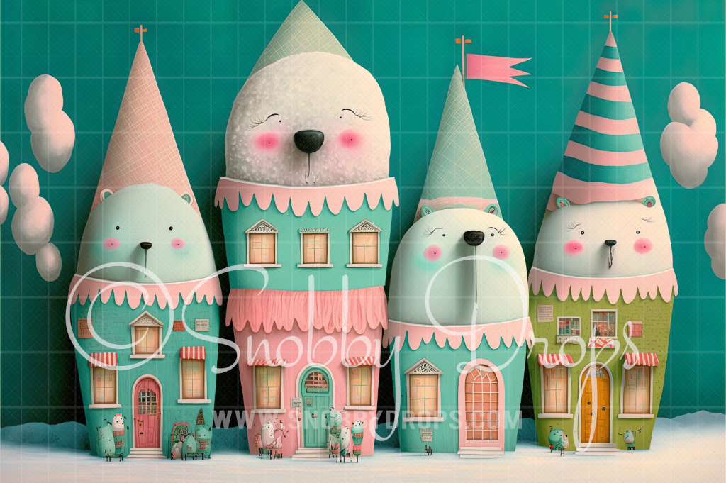 Snobby Drops Pastel Ice Cream Bears Fabric Backdrop Made in the USA