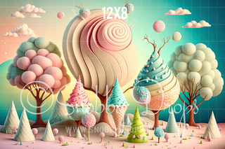 Pastel Ice Cream Land Fabric Backdrop-Fabric Photography Backdrop-Snobby Drops Fabric Backdrops for Photography, Exclusive Designs by Tara Mapes Photography, Enchanted Eye Creations by Tara Mapes, photography backgrounds, photography backdrops, fast shipping, US backdrops, cheap photography backdrops