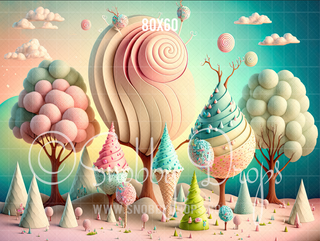 Pastel Ice Cream Land Fabric Backdrop-Fabric Photography Backdrop-Snobby Drops Fabric Backdrops for Photography, Exclusive Designs by Tara Mapes Photography, Enchanted Eye Creations by Tara Mapes, photography backgrounds, photography backdrops, fast shipping, US backdrops, cheap photography backdrops