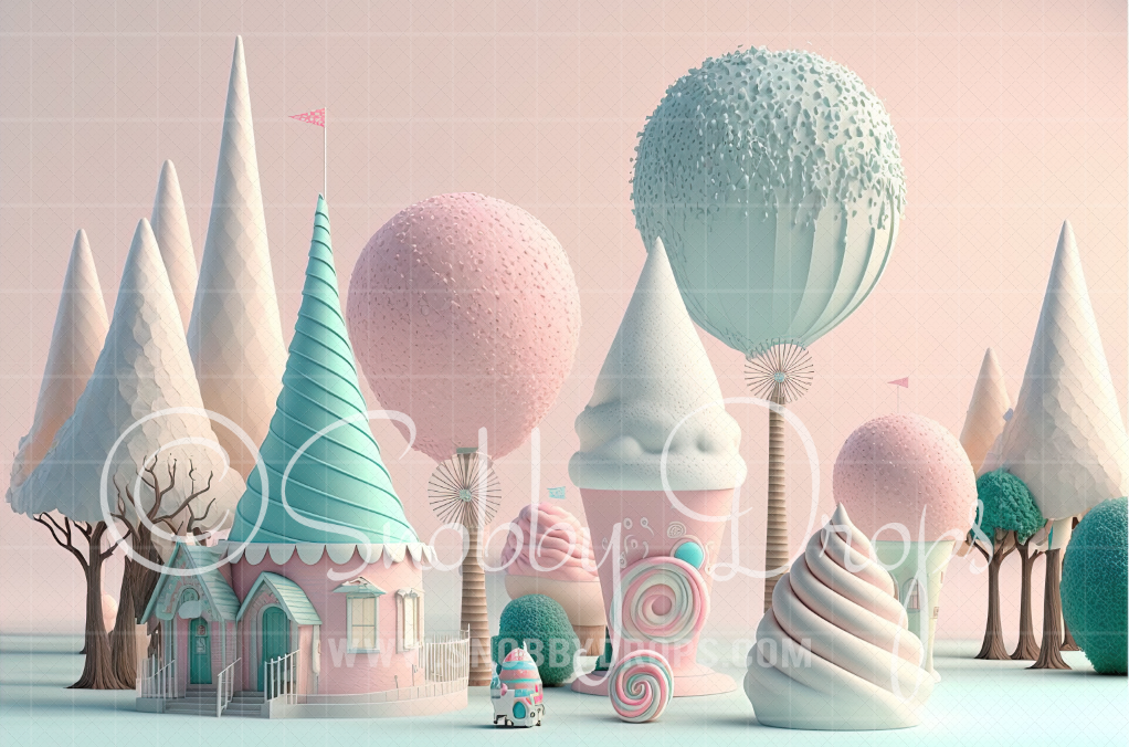 Snobby Snobby Drops Pastel Ice Cream Town Fabric Backdrop Made in the USA