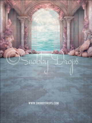 Pastel Mermaid Room Fabric Backdrop Sweep-Fabric Photography Sweep-Snobby Drops Fabric Backdrops for Photography, Exclusive Designs by Tara Mapes Photography, Enchanted Eye Creations by Tara Mapes, photography backgrounds, photography backdrops, fast shipping, US backdrops, cheap photography backdrops