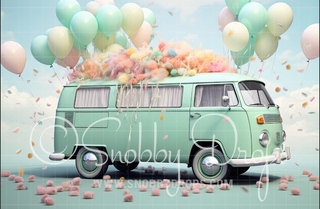 Pastel Mint Candy Van Fabric Backdrop-Fabric Photography Backdrop-Snobby Drops Fabric Backdrops for Photography, Exclusive Designs by Tara Mapes Photography, Enchanted Eye Creations by Tara Mapes, photography backgrounds, photography backdrops, fast shipping, US backdrops, cheap photography backdrops