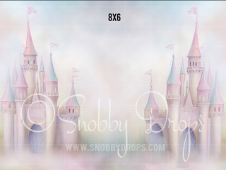 Pastel Painterly Princess Castle Fabric Backdrop-Fabric Photography Backdrop-Snobby Drops Fabric Backdrops for Photography, Exclusive Designs by Tara Mapes Photography, Enchanted Eye Creations by Tara Mapes, photography backgrounds, photography backdrops, fast shipping, US backdrops, cheap photography backdrops