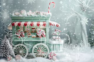 Pastel Peppermint Cart Fabric Backdrop-Fabric Photography Backdrop-Snobby Drops Fabric Backdrops for Photography, Exclusive Designs by Tara Mapes Photography, Enchanted Eye Creations by Tara Mapes, photography backgrounds, photography backdrops, fast shipping, US backdrops, cheap photography backdrops