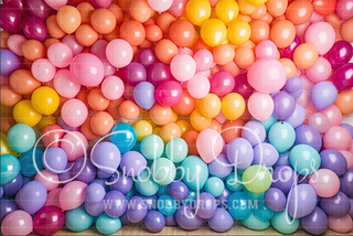 Pastel Rainbow Balloon Wall Fabric Backdrop-Fabric Photography Backdrop-Snobby Drops Fabric Backdrops for Photography, Exclusive Designs by Tara Mapes Photography, Enchanted Eye Creations by Tara Mapes, photography backgrounds, photography backdrops, fast shipping, US backdrops, cheap photography backdrops