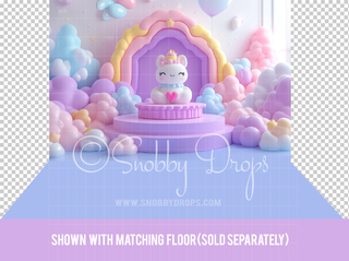 Pastel Unicorn and Balloons Fabric Backdrop-Fabric Photography Backdrop-Snobby Drops Fabric Backdrops for Photography, Exclusive Designs by Tara Mapes Photography, Enchanted Eye Creations by Tara Mapes, photography backgrounds, photography backdrops, fast shipping, US backdrops, cheap photography backdrops