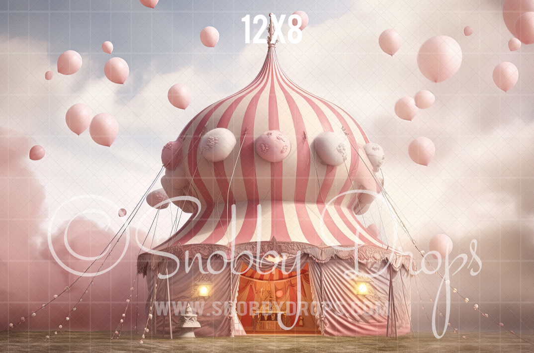 circus tent art Snobby Drops Pastel Whimsical Pink Circus Tent Fabric Backdrop Made in