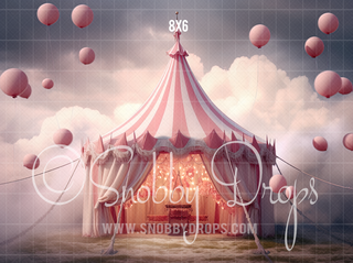 Pastel Whimsical Pink Circus Tent Fabric Backdrop-Fabric Photography Backdrop-Snobby Drops Fabric Backdrops for Photography, Exclusive Designs by Tara Mapes Photography, Enchanted Eye Creations by Tara Mapes, photography backgrounds, photography backdrops, fast shipping, US backdrops, cheap photography backdrops