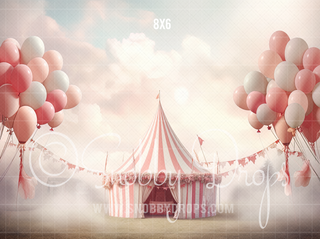 Pastel Whimsical Pink Circus Tent Fabric Backdrop-Fabric Photography Backdrop-Snobby Drops Fabric Backdrops for Photography, Exclusive Designs by Tara Mapes Photography, Enchanted Eye Creations by Tara Mapes, photography backgrounds, photography backdrops, fast shipping, US backdrops, cheap photography backdrops