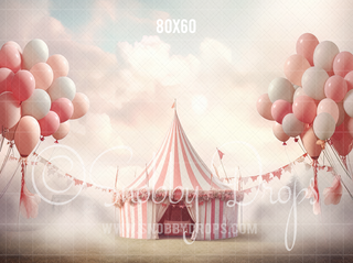 Pastel Whimsical Pink Circus Tent Fabric Backdrop-Fabric Photography Backdrop-Snobby Drops Fabric Backdrops for Photography, Exclusive Designs by Tara Mapes Photography, Enchanted Eye Creations by Tara Mapes, photography backgrounds, photography backdrops, fast shipping, US backdrops, cheap photography backdrops