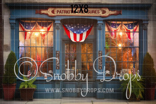 Patriotic Treasures - Fourth of July Shop Fabric Backdrop - Patriotic Store Fabric Backdrop-Fabric Photography Backdrop-Snobby Drops Fabric Backdrops for Photography, Exclusive Designs by Tara Mapes Photography, Enchanted Eye Creations by Tara Mapes, photography backgrounds, photography backdrops, fast shipping, US backdrops, cheap photography backdrops